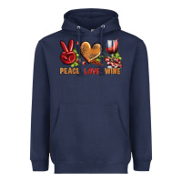 Navy Peace Love Wine Heavyweight Hoodie - BundleAndBundleShop