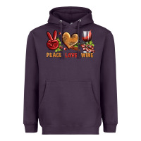 Plum Peace Love Wine Heavyweight Hoodie - BundleAndBundleShop