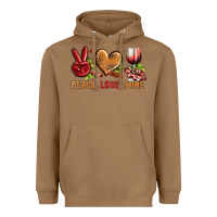 Toasted Coconut Peace Love Wine Heavyweight Hoodie - BundleAndBundleShop