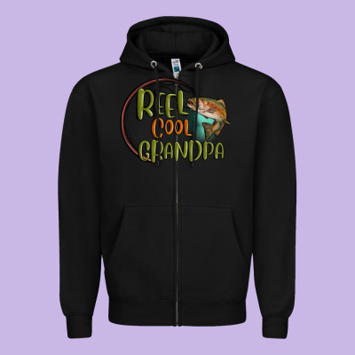 Reel Cool  Grandpa Zipper Hoodie Designed By Maliassmallbusiness
