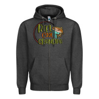 Charcoal Heather reel cool  grandpa Zipper Hoodie - MaliasSmallBusiness