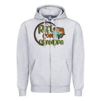 Heather Grey reel cool  grandpa Zipper Hoodie - MaliasSmallBusiness