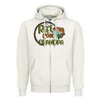 Oatmeal Heather reel cool  grandpa Zipper Hoodie - MaliasSmallBusiness