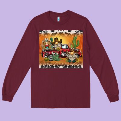 Western Gnome Truck Long Sleeve Tee Designed By Barkaloodesign
