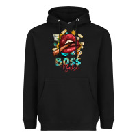 Black Western Boss Babe Cigar Lip Heavyweight Hoodie - BundleAndBundleShop