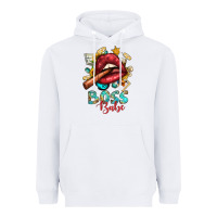 White Western Boss Babe Cigar Lip Heavyweight Hoodie - BundleAndBundleShop