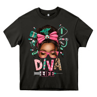 Asphalt afro messy bun diva life Heavy Core Tee - texasbilliewilder