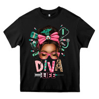 Black afro messy bun diva life Heavy Core Tee - texasbilliewilder