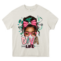 Cream afro messy bun diva life Heavy Core Tee - texasbilliewilder