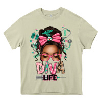 Mossy afro messy bun diva life Heavy Core Tee - texasbilliewilder