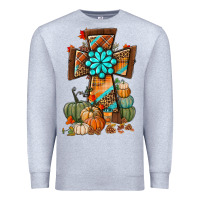 Heather Grey fall cross Premium Sweatshirt - BundleAndBundleShop