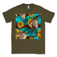 Army Green appaloosa horses and sunflowers seamless pattern Classic Tee - BundleAndBundleShop