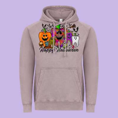 Happy Halloween Tooth Vintage Hoodie Designed By Racoondesign