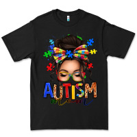 Black autism mom afro messy bun (1) Premium Tee - texasbilliewilder