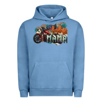 Pigment Pebble Blue Badass Mama motorcycle Urban Hoodie - HowdyJamesFarm