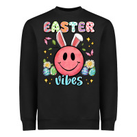 Black easter vibes smiley face Heavyweight Sweatshirt - Artiststas