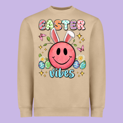 Easter Vibes Smiley Face Heavyweight Sweatshirt Designed By Artiststas