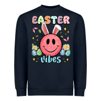 Navy easter vibes smiley face Heavyweight Sweatshirt - Artiststas