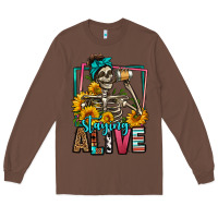 Chestnut staying alive coffee drinking skeleton Long Sleeve Tee - Jasminsmagicworld