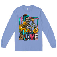 Colony Blue staying alive coffee drinking skeleton Long Sleeve Tee - Jasminsmagicworld