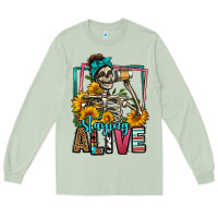 Matcha staying alive coffee drinking skeleton Long Sleeve Tee - Jasminsmagicworld