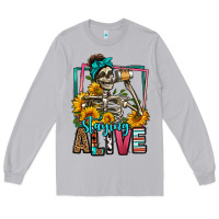 Moon Dust staying alive coffee drinking skeleton Long Sleeve Tee - Jasminsmagicworld