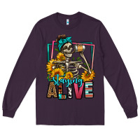 Plum staying alive coffee drinking skeleton Long Sleeve Tee - Jasminsmagicworld