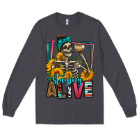 Smoke staying alive coffee drinking skeleton Long Sleeve Tee - Jasminsmagicworld