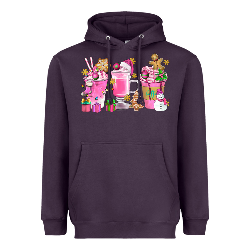 Pink Christmas Coffee Cups Bbs Heavyweight Hoodie by BundleAndBundleShop | Teevron