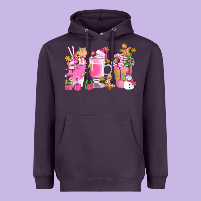 Pink Christmas Coffee Cups Bbs Heavyweight Hoodie Designed By Bundleandbundleshop