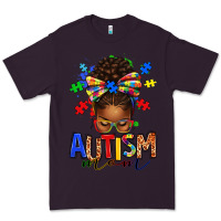 Plum autism mom afro messy bun Premium Tee - texasbilliewilder