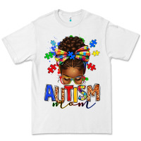 White autism mom afro messy bun Premium Tee - texasbilliewilder