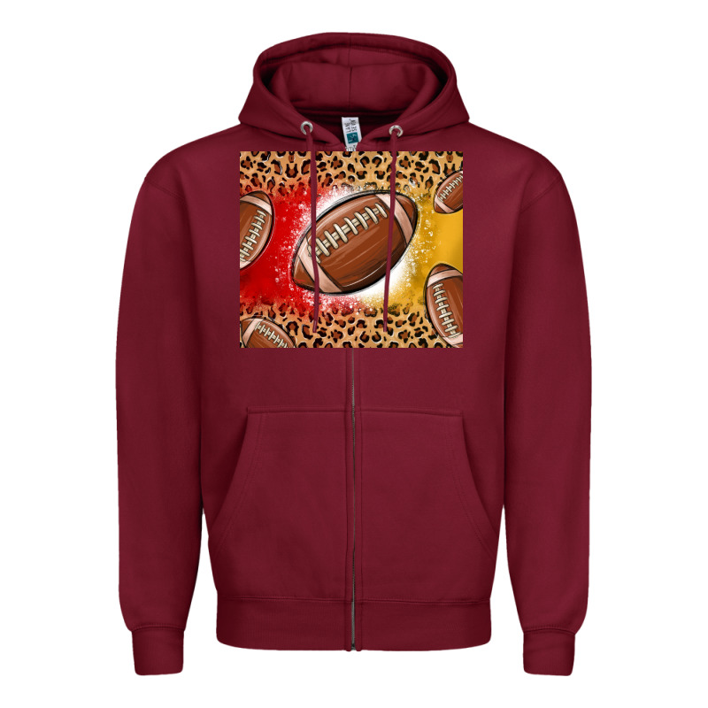Team Color Red And Gold Football Zipper Hoodie by MaliasSmallBusiness | Teevron