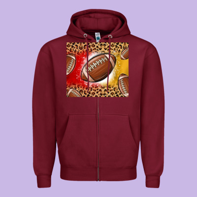 Team Color Red And Gold Football Zipper Hoodie Designed By Maliassmallbusiness