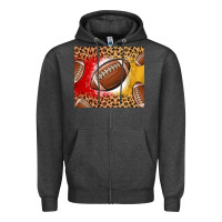 Charcoal Heather team color red and gold football Zipper Hoodie - MaliasSmallBusiness