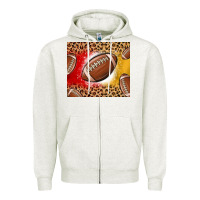 Oatmeal Heather team color red and gold football Zipper Hoodie - MaliasSmallBusiness