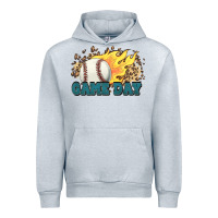 Heather Grey game day baseball leopard flames fireball Urban Hoodie - HowdyJamesFarm