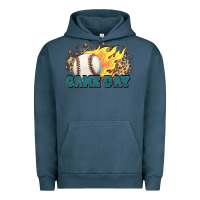 Pigment Midnight Navy game day baseball leopard flames fireball Urban Hoodie - HowdyJamesFarm