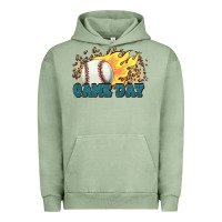 Pigment Oil Green game day baseball leopard flames fireball Urban Hoodie - HowdyJamesFarm