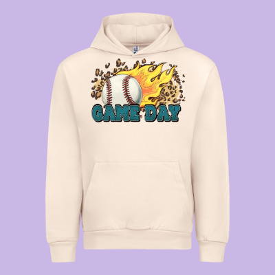 Game Day Baseball Leopard Flames Fireball Urban Hoodie Designed By Howdyjamesfarm