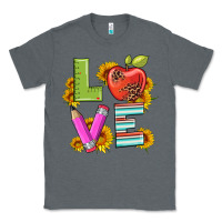 Charcoal Heather love with pen and  serape leopard Classic Tee - Artiststas