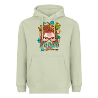 Matcha Western Rodeo Girl Braid Red Hair Heavyweight Hoodie - BundleAndBundleShop
