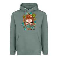 Sage Western Rodeo Girl Braid Red Hair Heavyweight Hoodie - BundleAndBundleShop