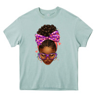 Sorority Colors Purple Carol Afro Messy Bun Woman Heavy Core Tee | Teevron