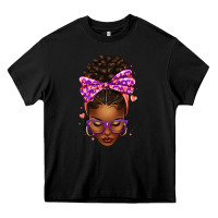 Black sorority colors purple carol afro messy bun woman Heavy Core Tee - texasbilliewilder