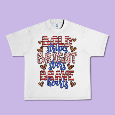 Bold Stripes Bright Stars Brave Hearts Urban Heavy Tee Designed By Jahusdesignshop