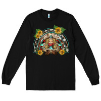 Black western gnome sunflowers rainbow Long Sleeve Tee - BarkalooDesign