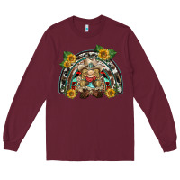 Burgundy western gnome sunflowers rainbow Long Sleeve Tee - BarkalooDesign