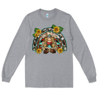 Heather Grey western gnome sunflowers rainbow Long Sleeve Tee - BarkalooDesign