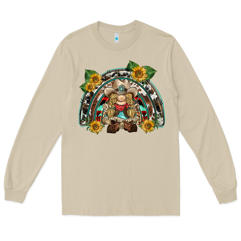 Western Gnome Sunflowers Rainbow Long Sleeve Tee by BarkalooDesign | Teevron